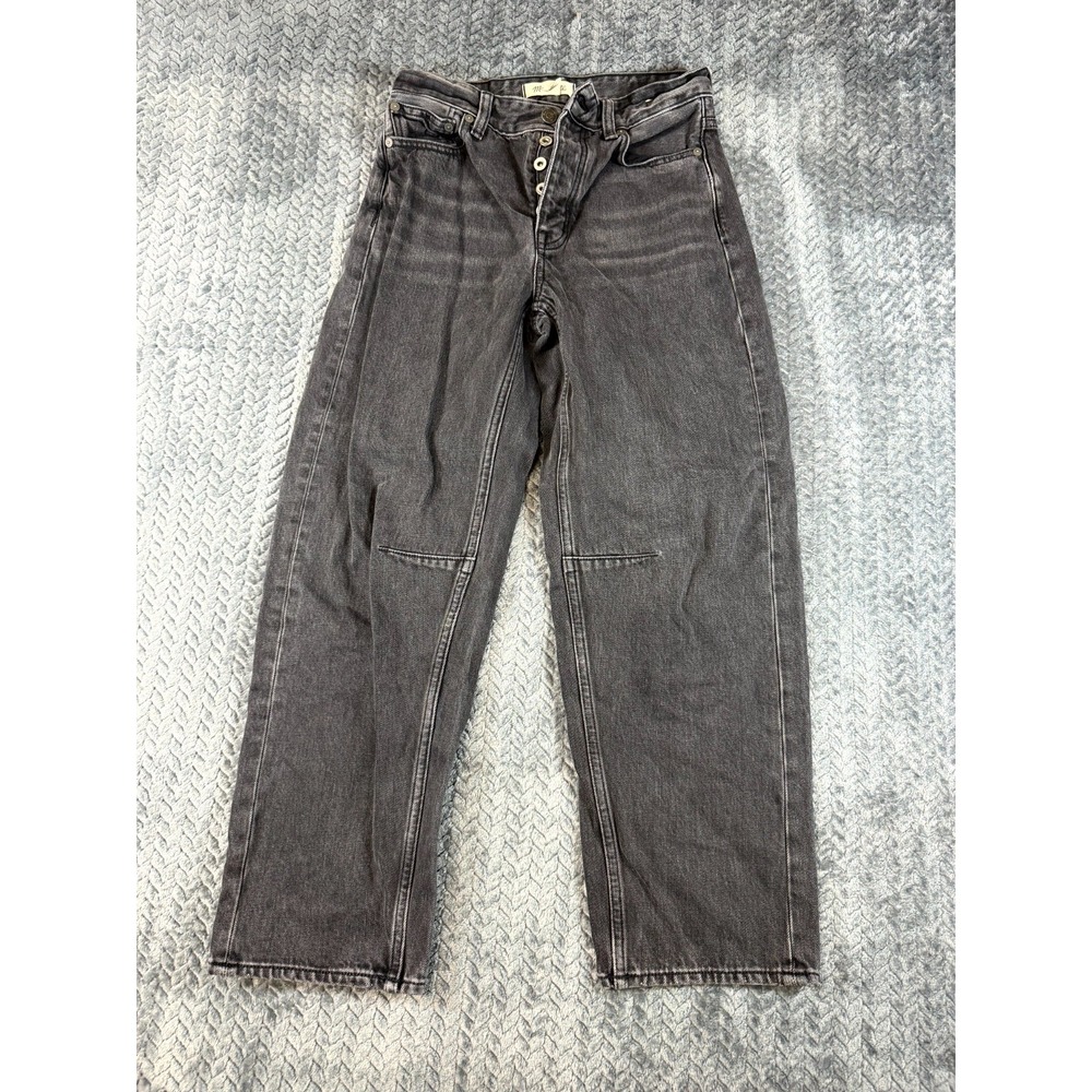 Madewell The Darted Barrel Leg Jeans Womens 27x24.5 Gray Denim Cotton Button Fly